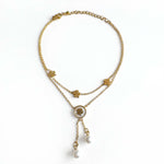 Aoife Layered Four Leaf Clover and Pearl Gold Anklet