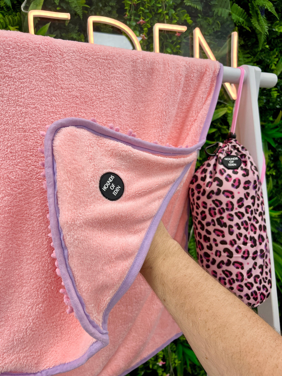 Blushing Leopard - Dog Microfibre Towel + Carry Bag