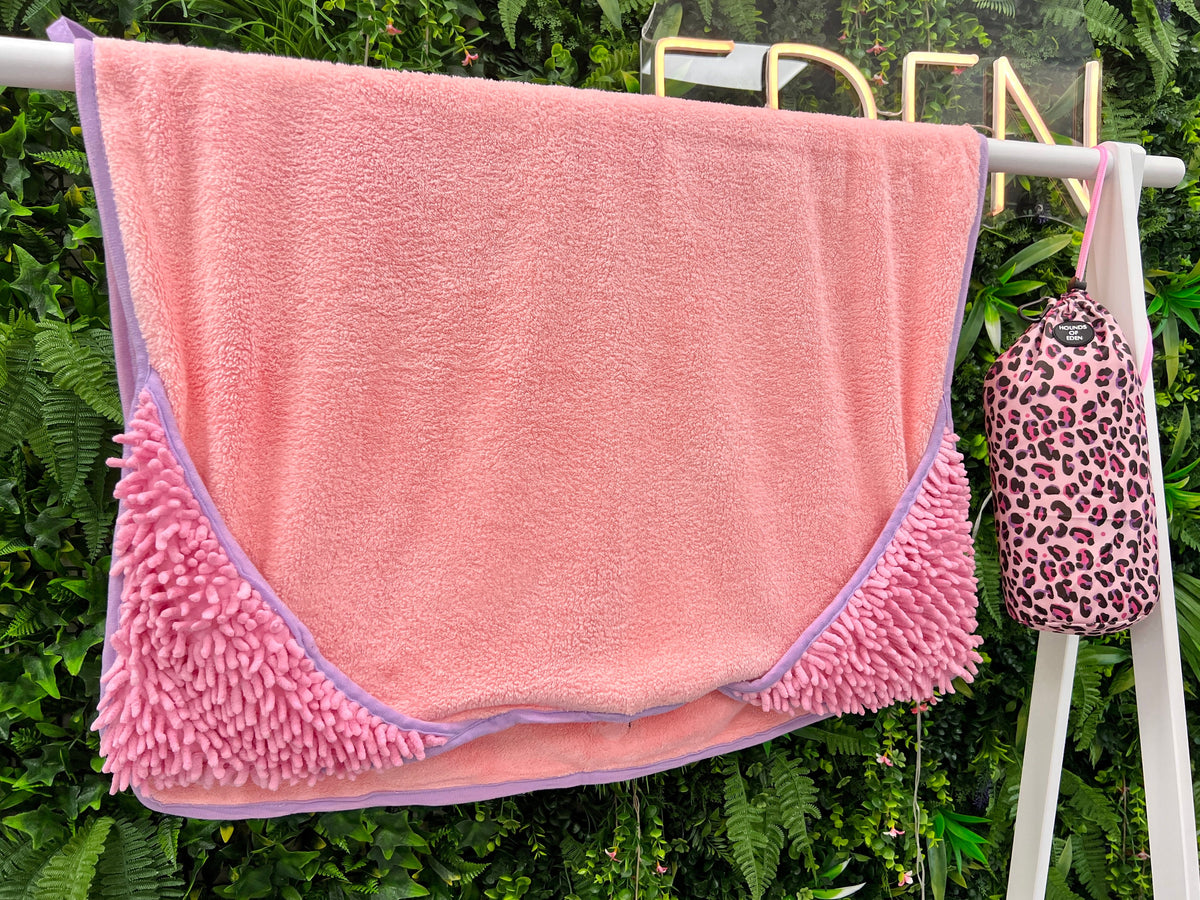 Blushing Leopard - Dog Microfibre Towel + Carry Bag