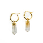 Avalon 18K Gold Plated Hoop Earrings with Citrine Crystal Points