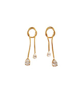 Maia Luxe 18k Gold Plated Snake Chain Drop Earrings with Teardrop Crystals