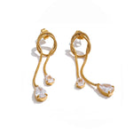 Maia Luxe 18k Gold Plated Snake Chain Drop Earrings with Teardrop Crystals