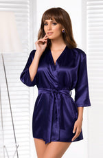 Irall Aria Short Satin Dressing Gown Navy