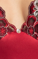 Irall Elodie Lace Satin Nightdress Burgundy Red