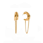 Sylvie Luxe 18k Gold Plated Hoops Earrings with Chain Detail