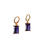 Amara Luxe Gold Plated Deep Purple Gemstone Hoop Earrings
