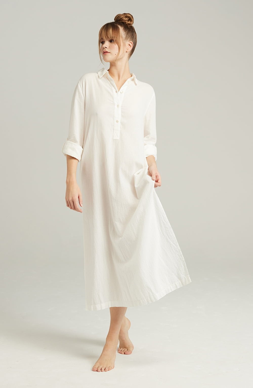 Nudea The Maxi Shirt Organic Cotton White Long Nightshirt