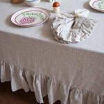 Mistral Drape Ruffled Linen Tablecloth: Brume Natural