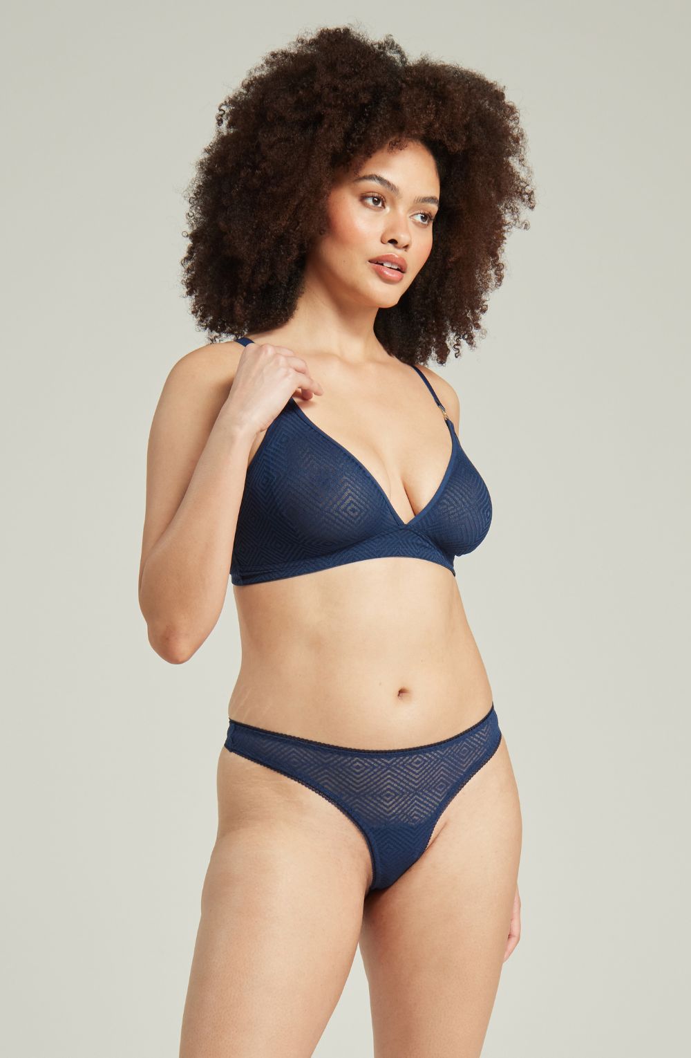 Nudea The Sheer Deco Easy Does It Bralette Navy Up to G Cup