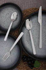 Cutlery Sets Stainless Steel White ABS Handle