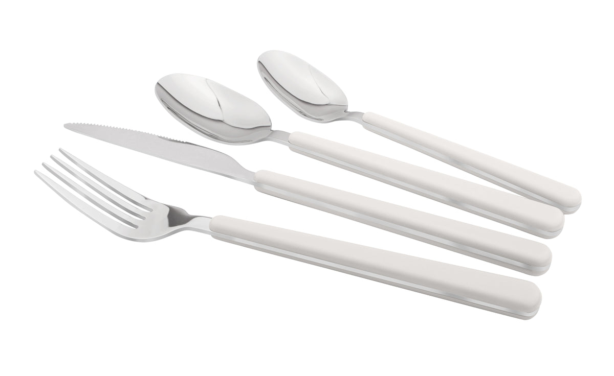 Cutlery Sets Stainless Steel White ABS Handle