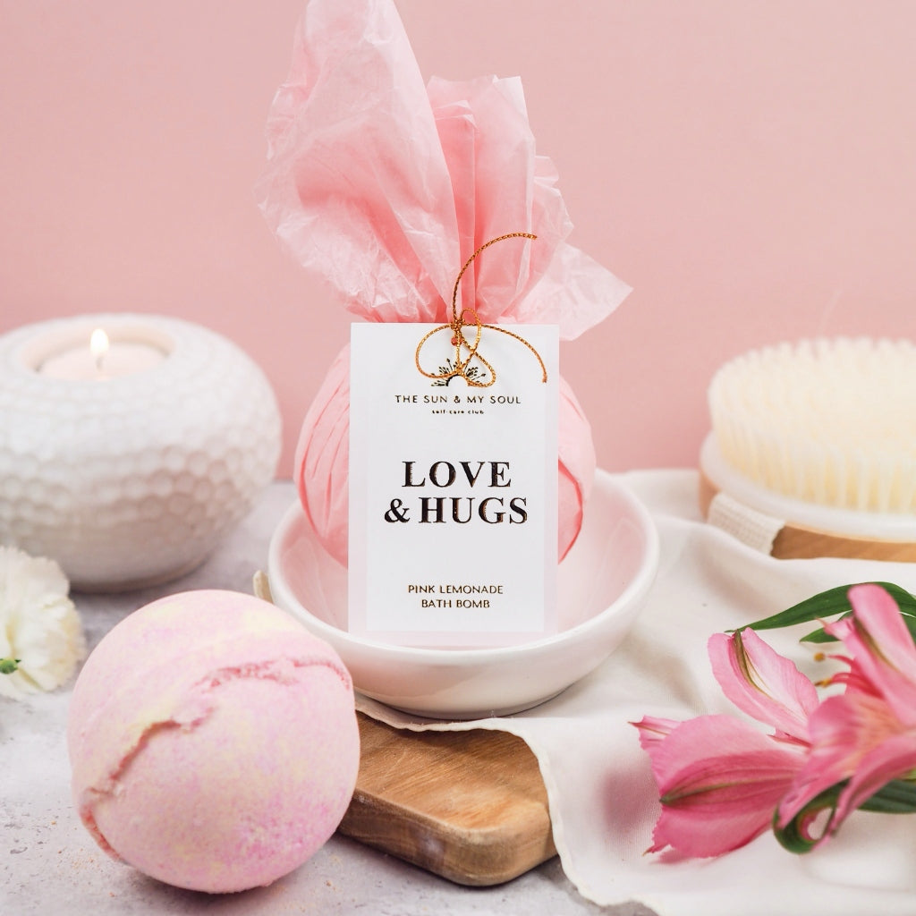 Love & Hugs - Pink Lemonade Bath Bomb Heartfelt Gift