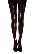 Zohara "Cross It" Burgundy/Gold Print Tights