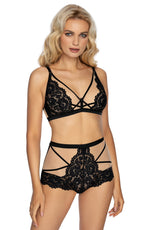 Roza Torfi Lace High Waisted Boxer Brief Black & Skin