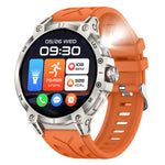 Military Grade Smartwatch 760mAh With Flashlight Orange silicone belt
