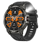 Military Grade Smartwatch 760mAh With Flashlight Black silicone belt