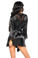 Beauty Night Sherie Peignoir Satin Robe Black