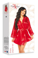 Beauty Night Sherie Peignoir Satin Robe and Thong Set Red