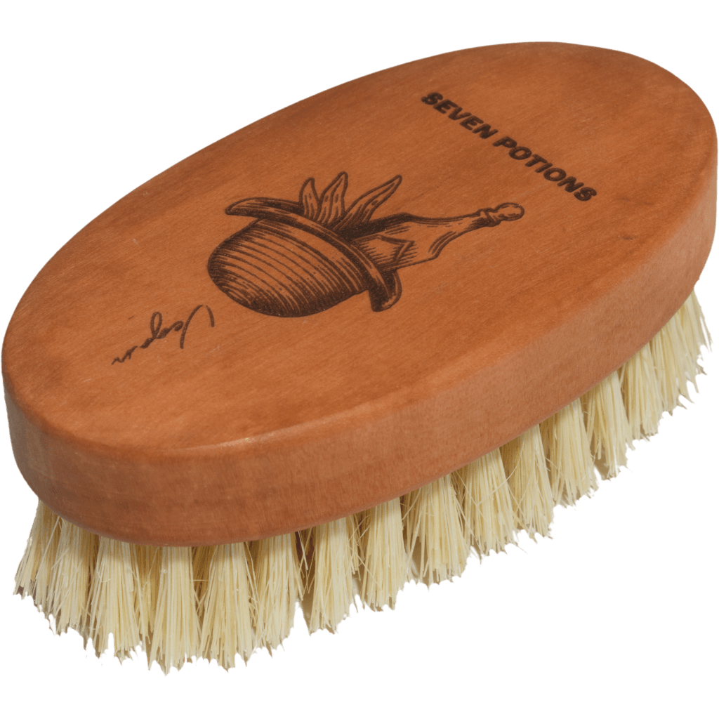 Seven Potions Beard Brush - Oval Shaped Pear Wood With Natural Bristles