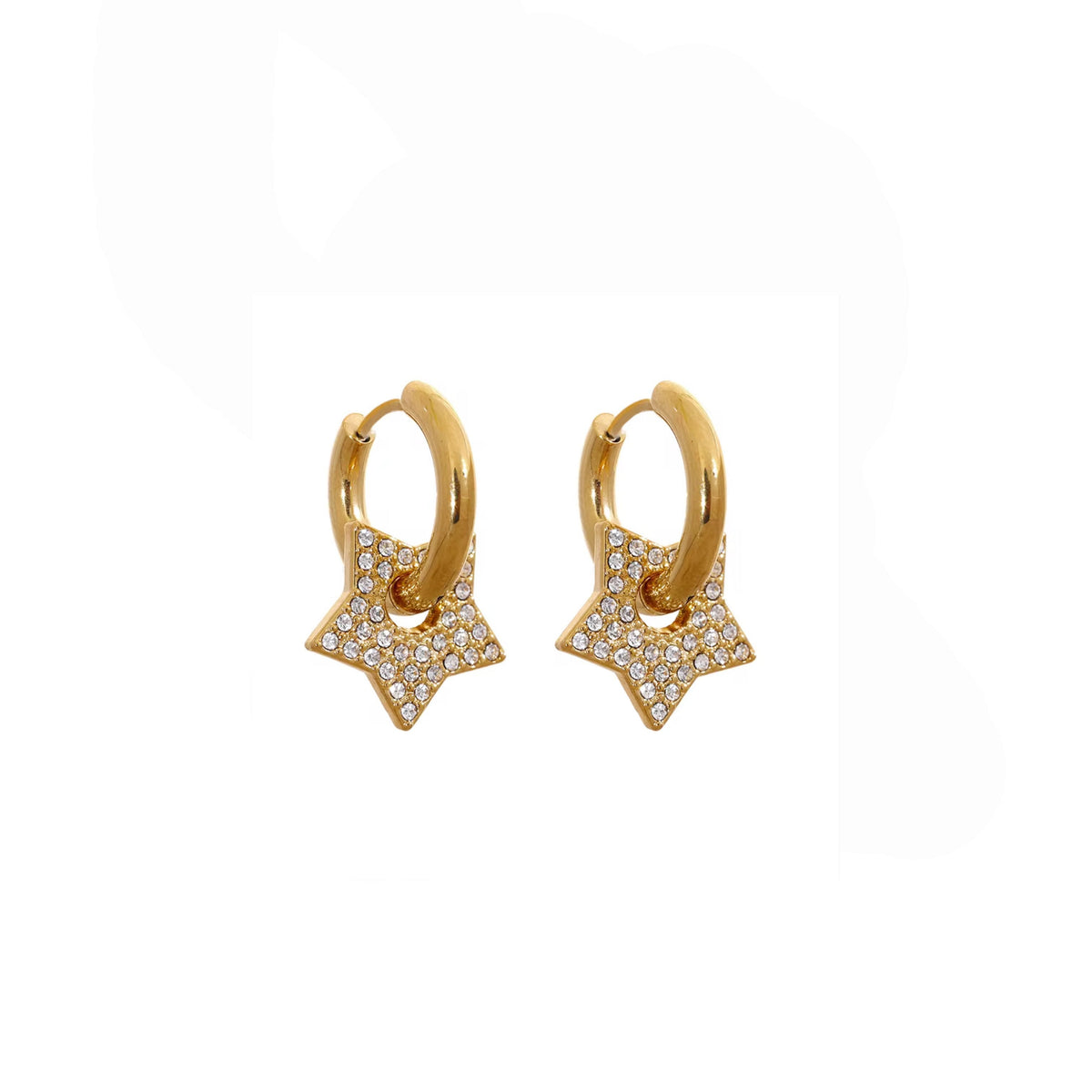 Seren 18k Gold Plated Pave Star Huggie Earrings