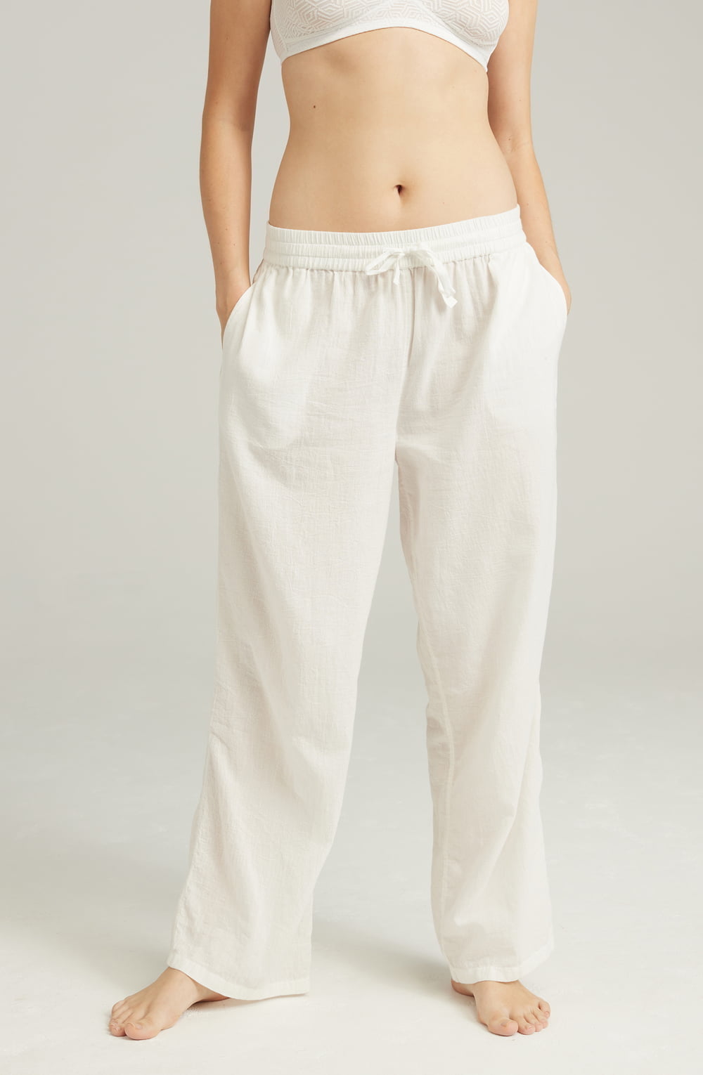 Nudea The Classic Trouser Organic Cotton White Pyjama Trousers