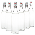 Bormioli Rocco Round Swing Top Bottle - 1 Litre - Set of 6