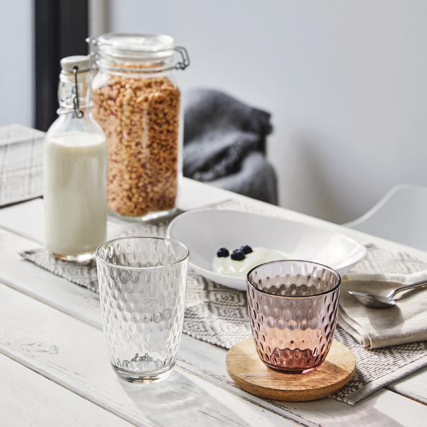 Bormioli Rocco Slot Water Glasses in Lilac Rose - 290ml - Set of 6