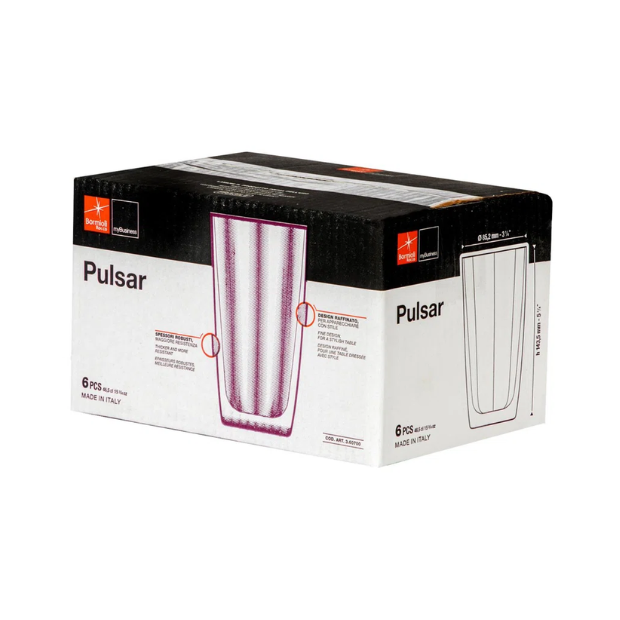 Bormioli Rocco Pulsar Purple Highball Glasses - 470ml - Set of 6