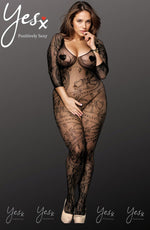 YesX Plus Size Patterned Full Bodystocking Black One Size Plus