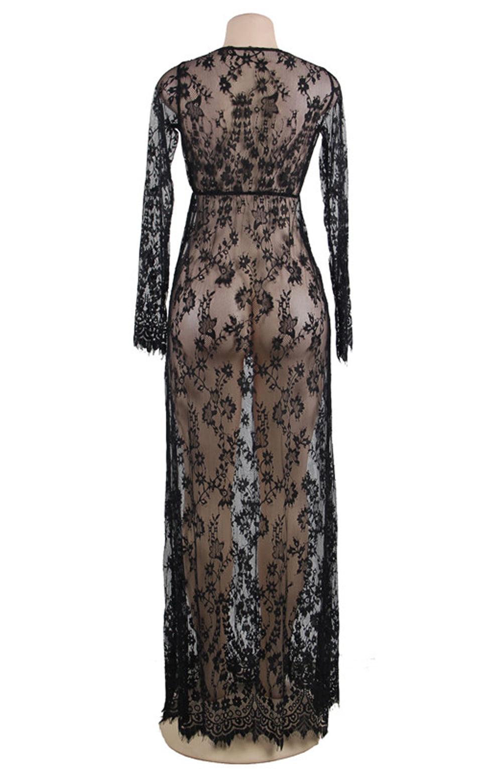 YesX Long Gown & Thong Black