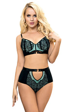 YesX Bra Brief Lingerie Set Black & Blue