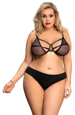YesX Plus Size Bra and Brief Lingerie Set Black
