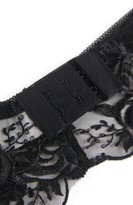 YesX Embroidered Lace 3 Piece Lingerie Set Black