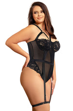 YesX Plus Size Lace Bodysuit Black