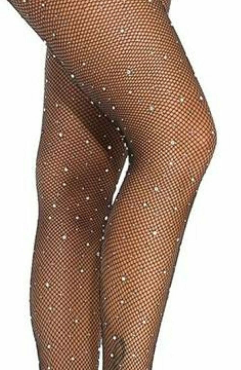 YesX Sparkly Fishnet Crotchless Tights Black