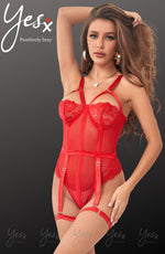YesX Red Lace Bodysuit