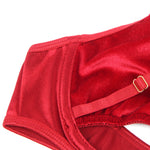 YesX Plus Size Hollow Cut Halter Bra Lingerie Set Up To 2XL Red