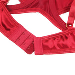 YesX Plus Size Hollow Cut Halter Bra Lingerie Set Up To 2XL Red