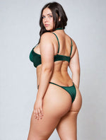 YesX Plus Size Hollow Cut Halter Bra Lingerie Set Green