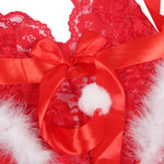 YesX Christmas Lace Halter Neck Teddy Red