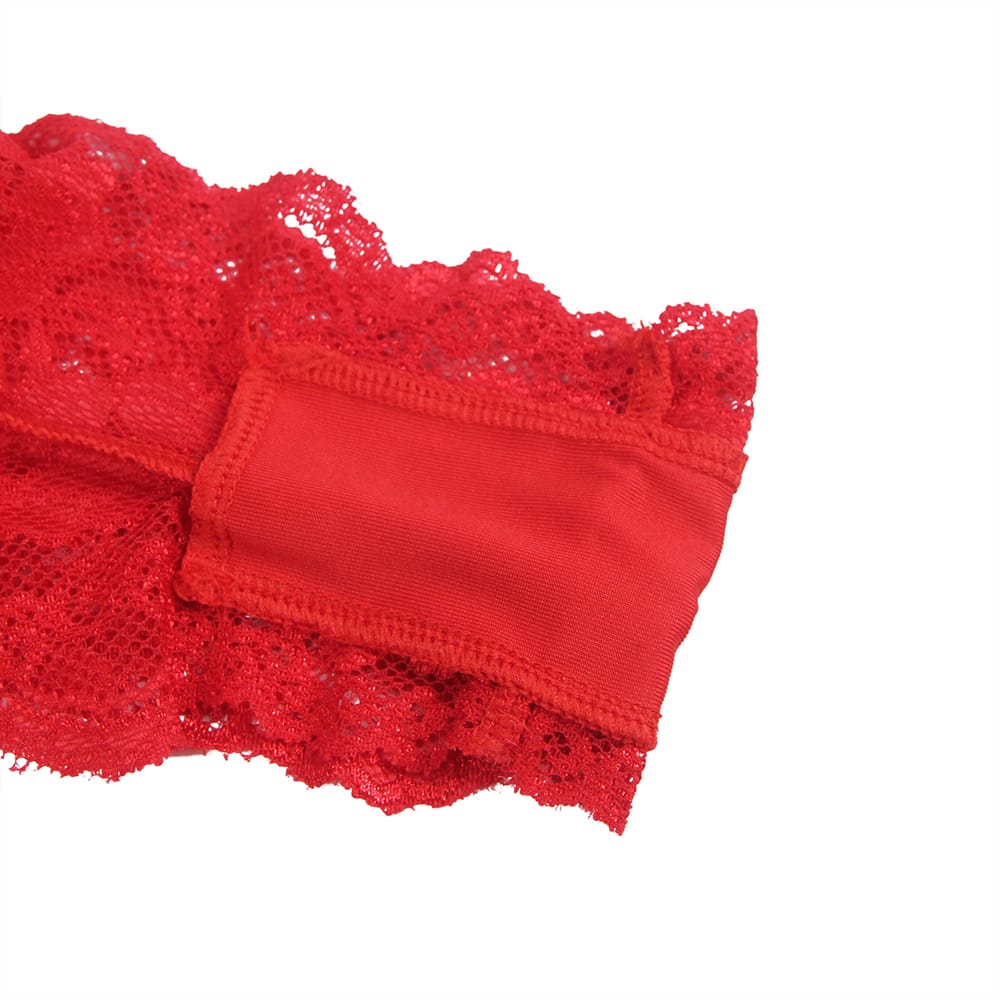 YesX Christmas Lace Halter Neck Teddy Red