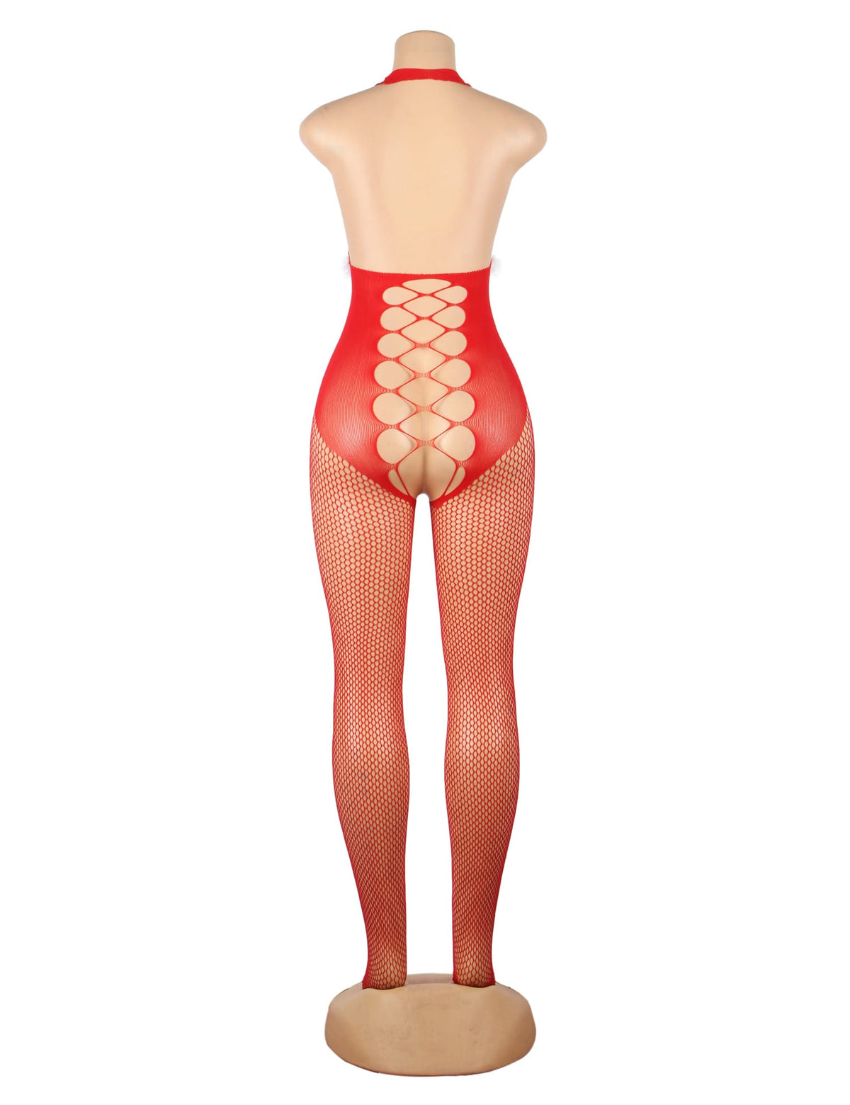 YesX Christmas Fluffy Bodystocking One Size Red