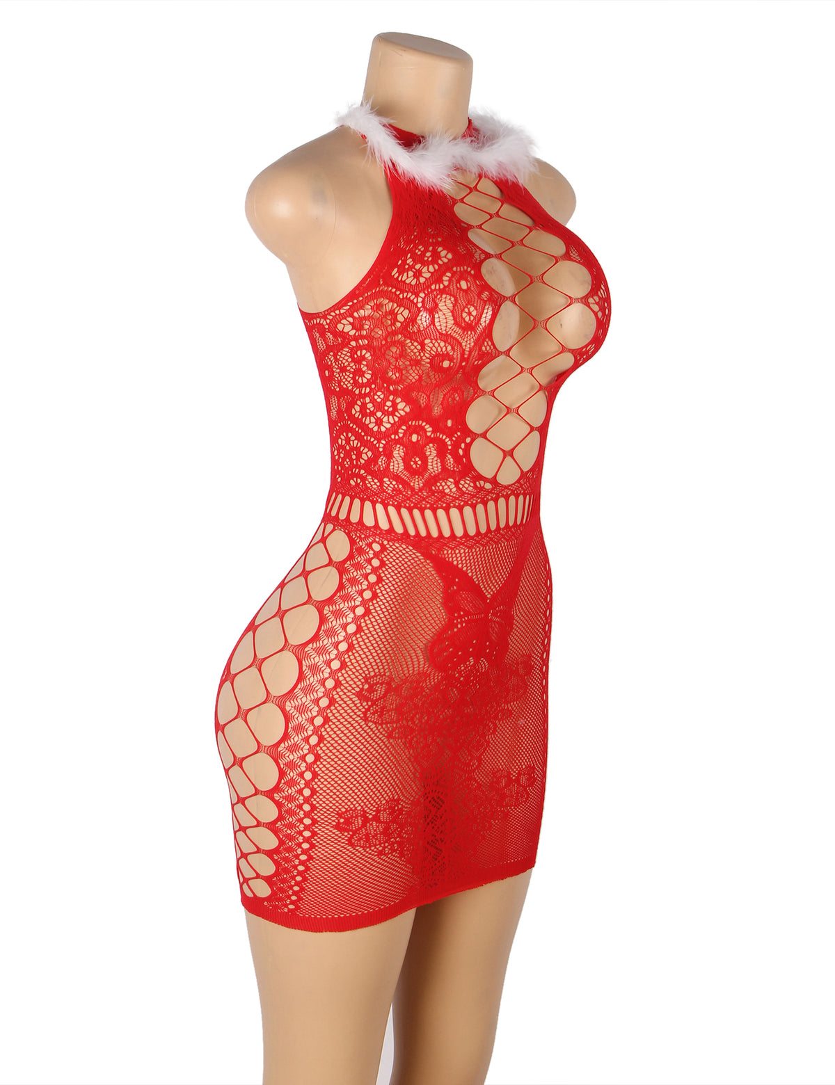 YesX Christmas Sexy Bodystocking Dress One Size Red