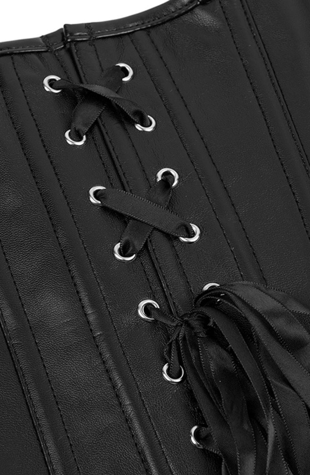 YesX Leather-Look Zip-Up Corset Adjustable Lace-Up Back Up to 4XL Black