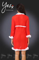 YesX Santa Theme Red/White Gown & Thong