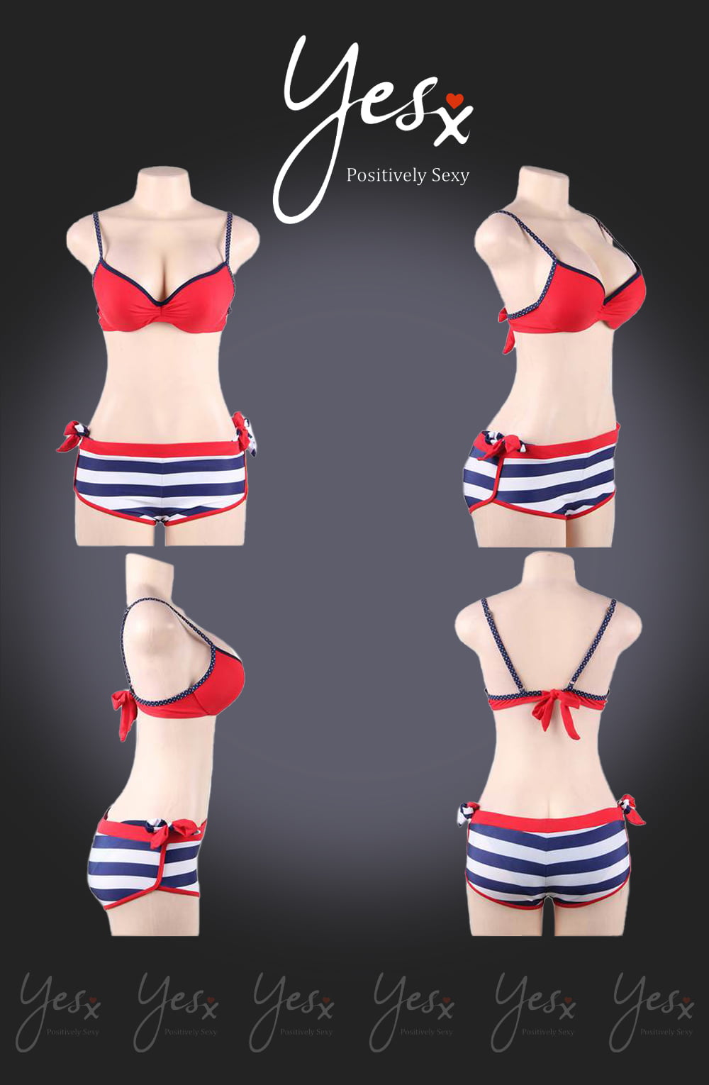 YesX Bikini 3 Piece Set Red