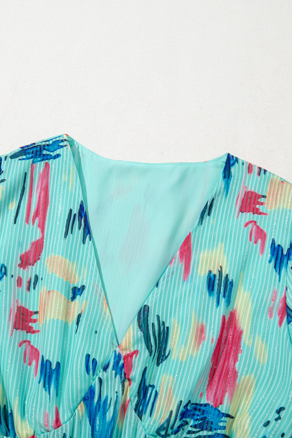 Abstract Print Short Puff Sleeve Tiered Maxi Dress