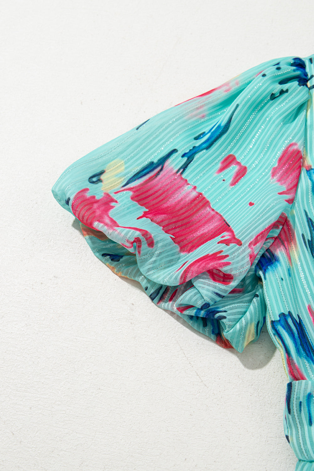 Abstract Print Short Puff Sleeve Tiered Maxi Dress