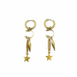 Aelin Luxe 18k Gold Plated Statement Dangle Star Charm Hoop Earrings