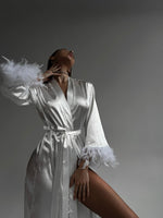 AFFECTION Luxurious White Satin Bridal Robe